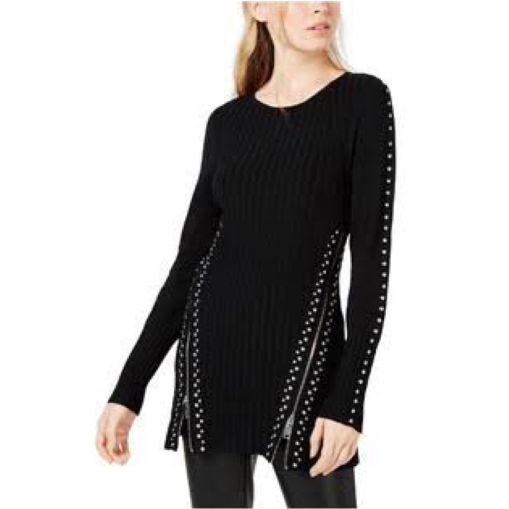 BAR III Ribbed Side Zip Pullover Tunic Sweater Women’s Size Medium #PF3K5